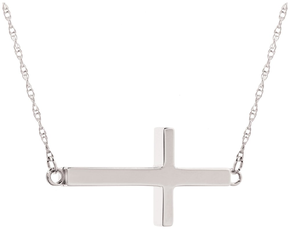 Sideways Stainless Steel Cross Necklace