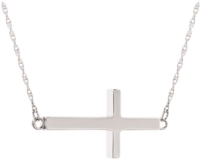 Sideways Stainless Steel Cross Necklace