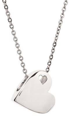Sideways Stainless Steel Heart Necklace
