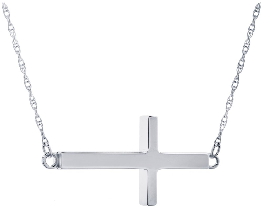Sideways Sterling Cross Necklace